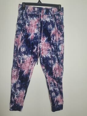 Jolie & Joy Sz 1X Tie Dye Joggers Women’s Pink Navy Soft Stretch Lounge Pants
